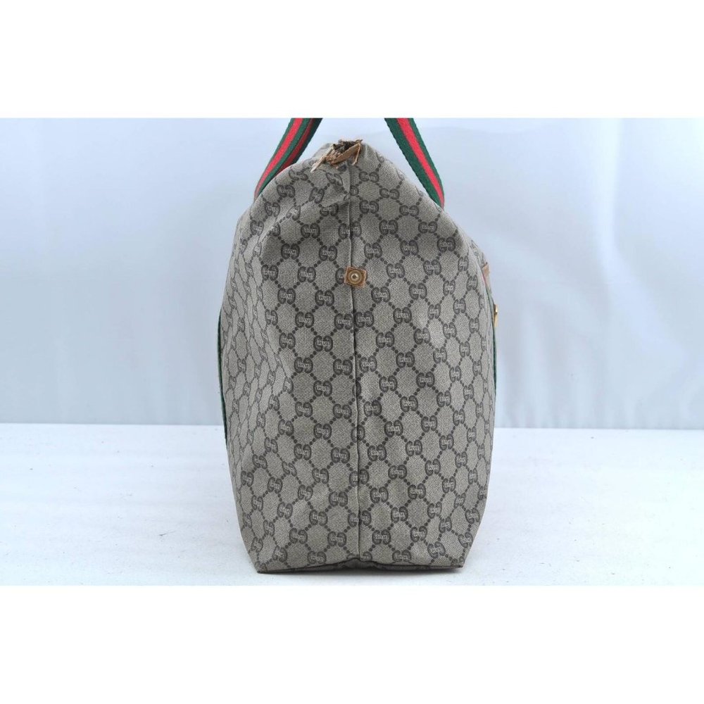 Gucci Gray Monogram Travel Tote with Green and Red Straps - Picture 3 of 12